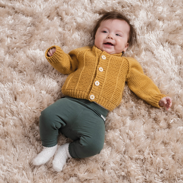 Neapel - Babystrickjacke mit Krausrippen und Hebemaschen